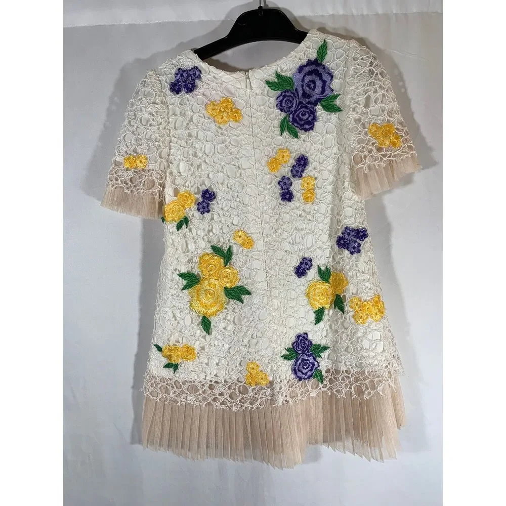 NEW $248 Tadashi Shoji Kids Bella Blossom Lace Dress Ivory [Girls‎ SZ 4 ] #G353
